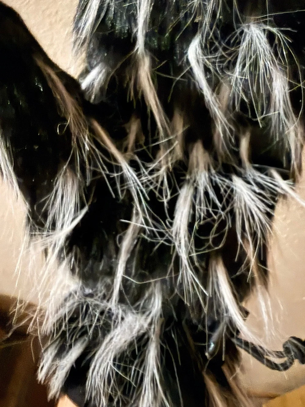 Super Cool & Funky Kennth Cole Black Faux Fur Hand Mittens with White Accents